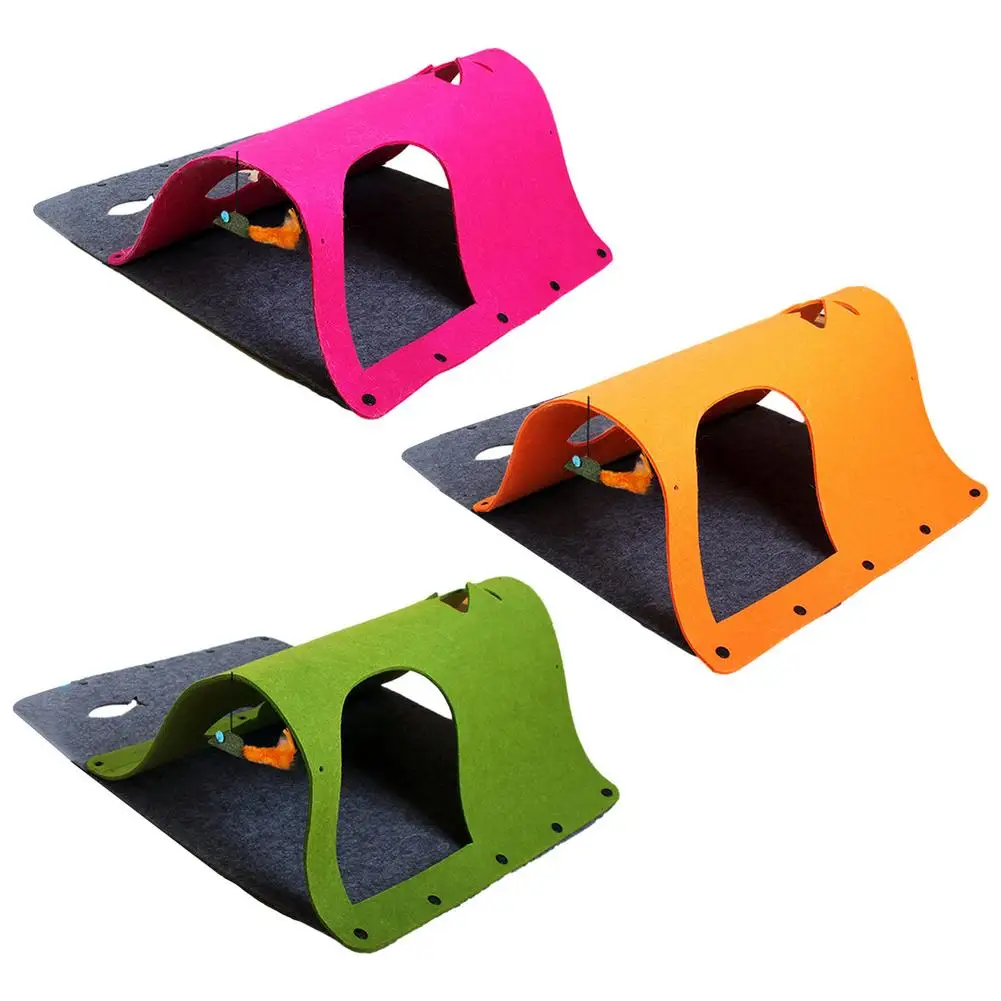 

Cat Tunnel Felt Mat Toy Collapsible Cats Tube Toys Cave Nest DIY Combination Play Tunnels Pet Interactive Toy For Kitten Rabbits