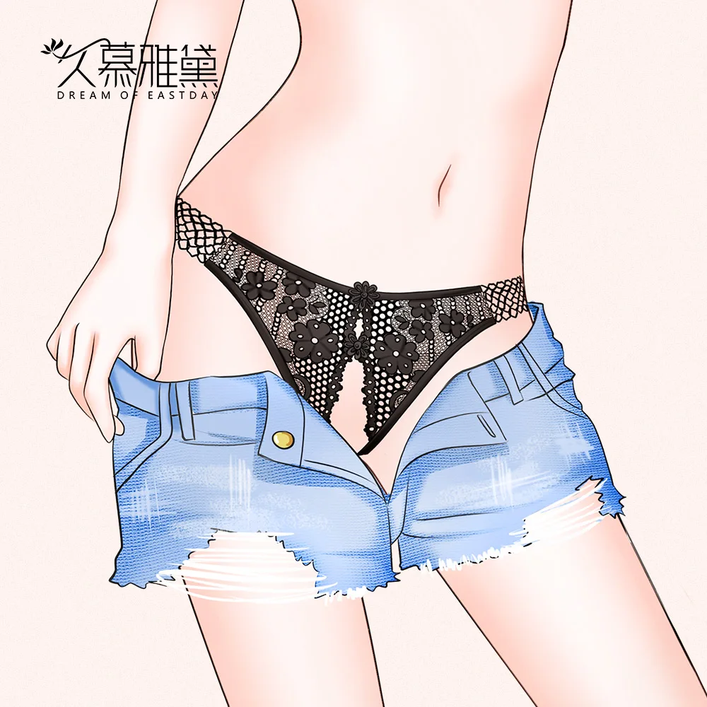 Женские кружевные трусики стринги DRAIMIOR открытые без швов из спандекса