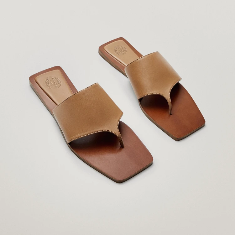 

Jenny&Dave Slippers Women Summer England Fashion Simple Solid Genuine Leather Pinch Flip Flops Shoes Woman Slides Shoes Women