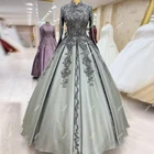 Серое потрясающее свадебное платье с бусинами, женское платье, свадебное атласное платье, свадебное платье
