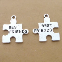 60pcslot metal jigsaw puzzle charms 24x28mm best friends puzzle charms jewelry accessories