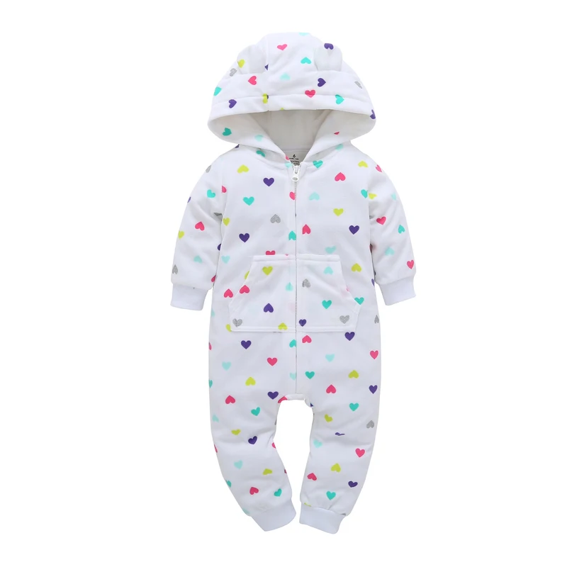 A Детские комбинезоны для новорожденных мальчиков, комбинезоны одежда, свитер с рисунком из мультфильма, Осенний флисовый комбинезон с длинными рукавами для маленьких девочек, зимний комбинезон для детей - Цвет: A