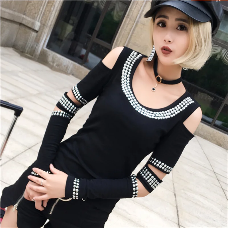 Женские футболки с бриллиантами осенняя женская футболка длинным рукавом со