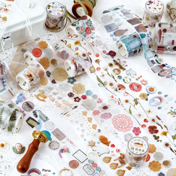 Набор прозрачных клейких лент ручной работы для милых девочек японские наклейки
