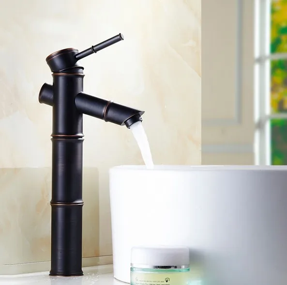 Бамбук Стиль Черный Масло втирают бронзовая античная латунь ванная раковина