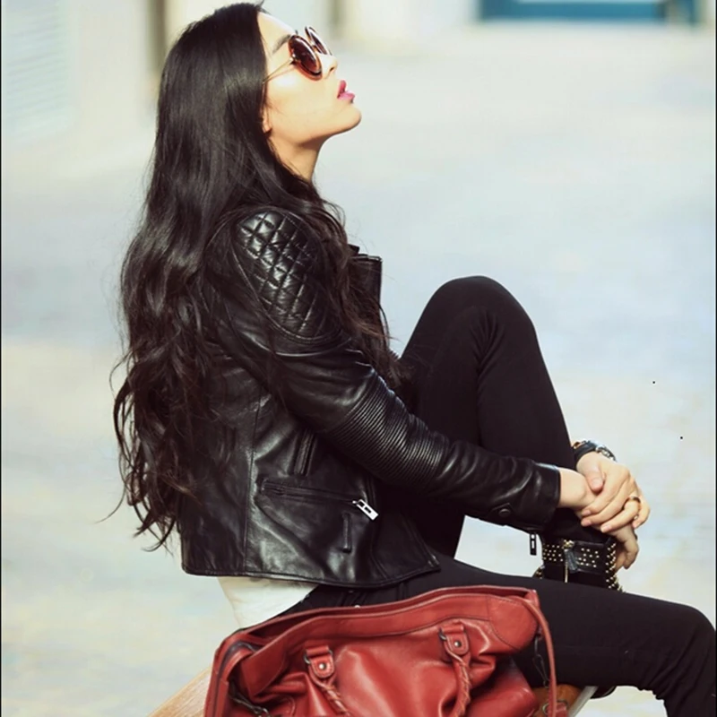 

Sheep New Fashion Real 2020 Leather Jacket Female Plus Cotton Slim Belt Short Genuine Leather Coat Women's Plus Size Clothing