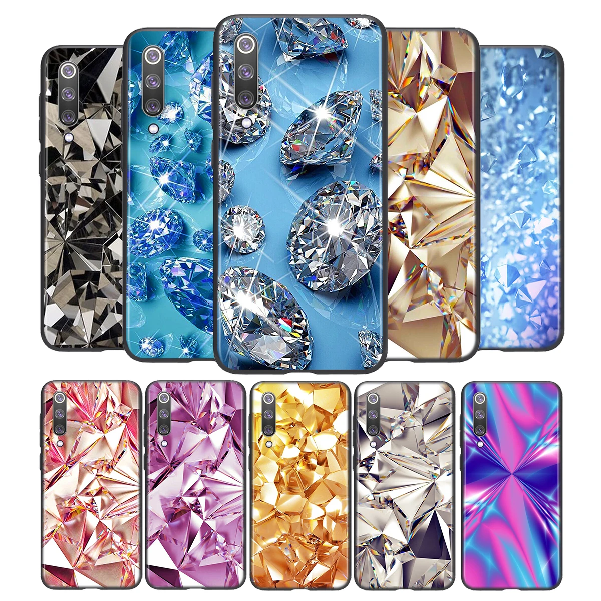 

Hot Diamond Pieces For Xiaomi Mi 11i 11 10T 10i 9T 9 Note 10 Ultra Lite Pro 5G SE Black Phone Case Soft TPU Funda Capa