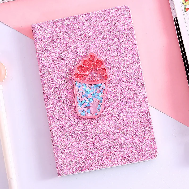 Pink flicker powder Шикарная розовая бумага Тетрадь мороженое Дневник для девочек милое студенческое книга набросков модных костюмов школьная бухгалтерская книга Papelaria Caderno Эсколар - Цвет: Pink flicker powder