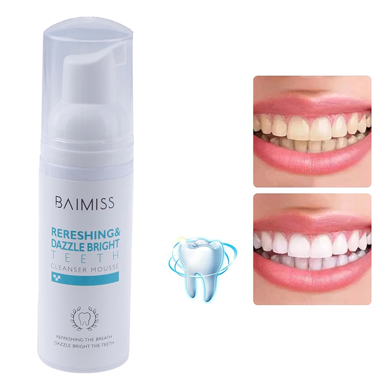 

60ML Fresh Shining Tooth-Cleaning Mousse Toothpaste Teeth Whitening Oral Hygiene Removes Plaque Stains Bad Breath Dental Tool