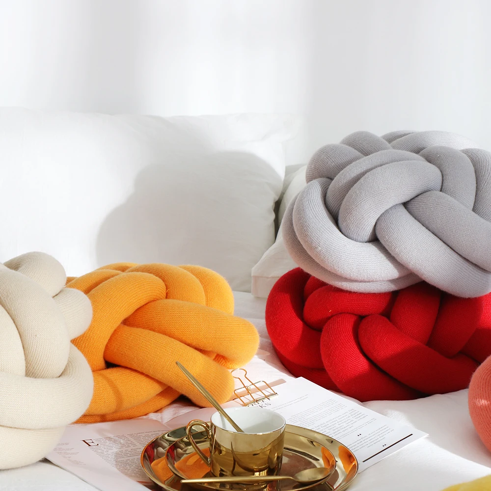 REGINA-almohada con forma de nido de p&aacute;jaro, coj&iacute;n de hilo grueso con nudo de mano para sof&aacute;, silla, siesta, descanso de manos, asiento de coche/respaldo s&oacute;lido-3