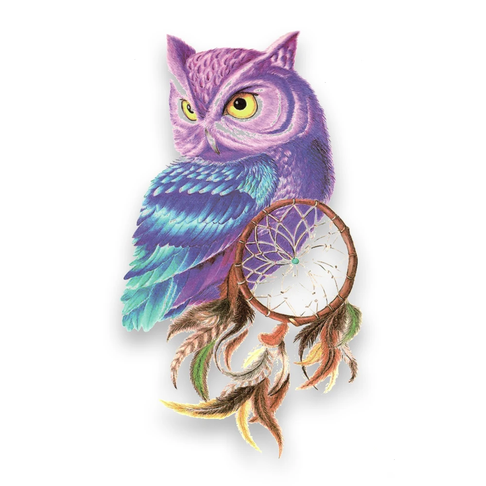 Искусственная временная татуировка переводной цвет птица Сова искусственная