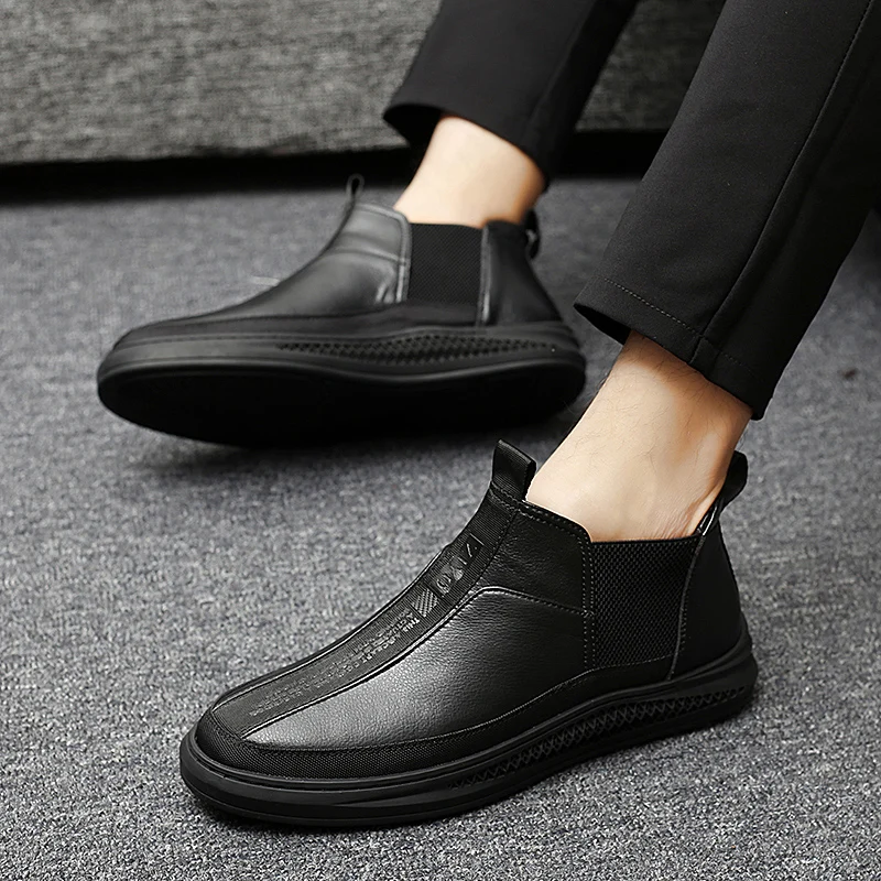 

Casual Shoes Man Fashion Casual Sports Shoes Men Sneakers High Top Men's Flat Sneaker Man Shoe For Leisure Leather Mens