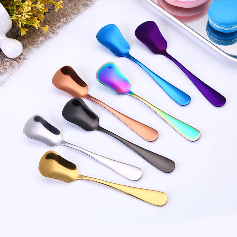 

1PC Reusable Stainless Steel Rice Spoon Square Spoon Ladle Gold Dessert Ice Cream Table Spoon Kids Restaurant Kitchen Tableware