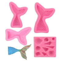 large small fish mermaid tail ocean series cake silicone fondant mold shell conch pastry decoration mold