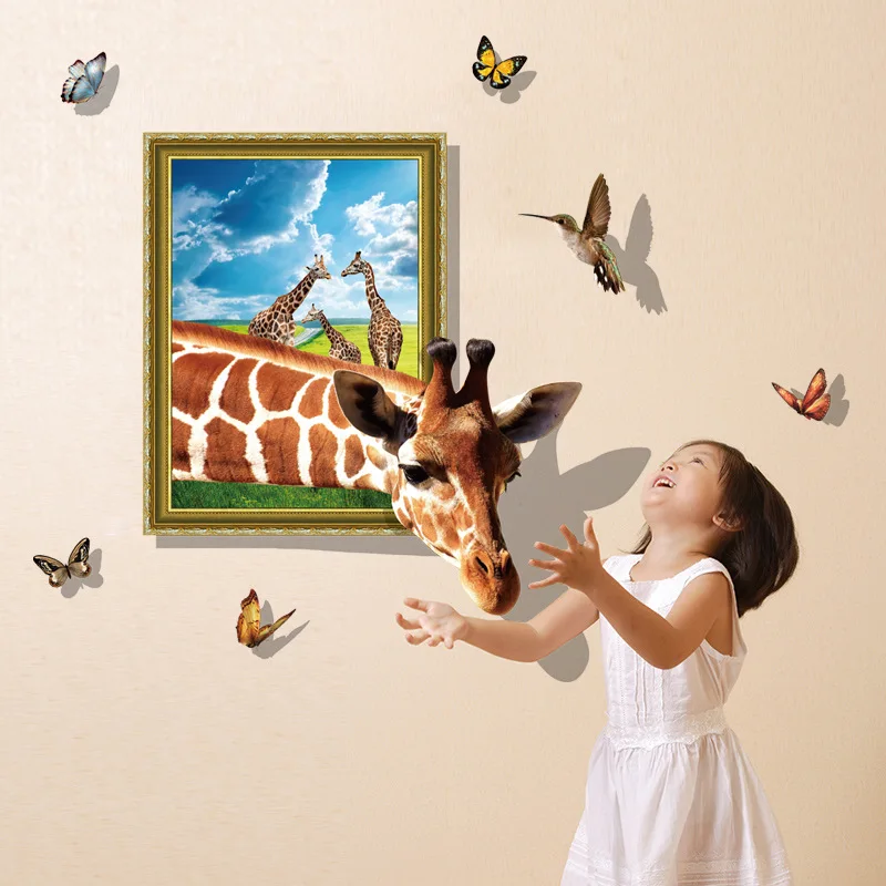 

Giraffe 3D wall sticker bedroom living room children's room TV sofa background decoration sticker