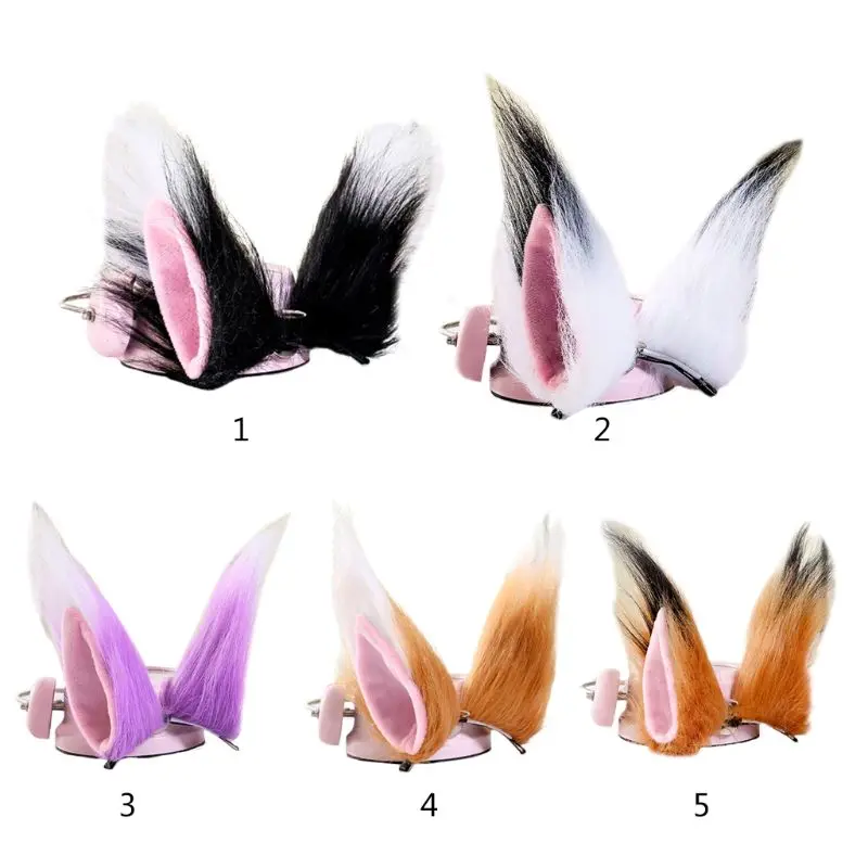 

Заколки для волос в стиле аниме «Лолита», длинные пушистые клипсы контрастных цветов, кошачьи волчьи уши, для плюшевая повязка для волос, дл...