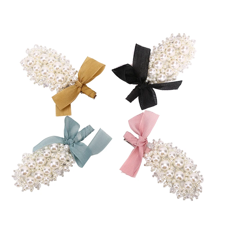 New Hot Fashion Women Sweet Girl Bow Pearl Hair Clip Girl Hairpins Birthday Gift красивые заколки зажимы pour elle images - 6