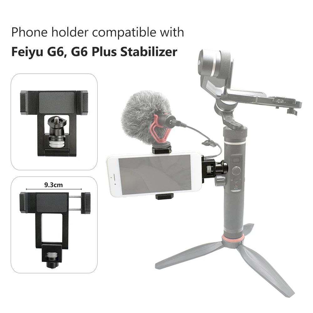Smartphone Clip Clamp Bracket 1/4 Inch Screw with Cold Shoe Mount Gimbal Stabilizer Phone Holder for Feiyu G6/G6 Plus | Электроника
