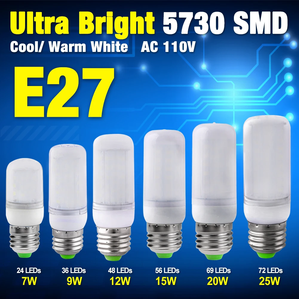 

Люстра-прожектор для освещения дома, 1 шт., E27, 110 В, SMD5730, 24 светодиода, 36 светодиодный Дов, 48 Светодиодный Дов, 56 светодиодный одов, 69 светодиодн...