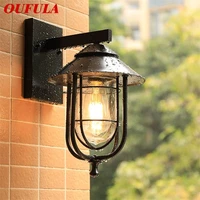 oufula outdoor black wall lamp led classical retro light sconces waterproof decorative for home aisle