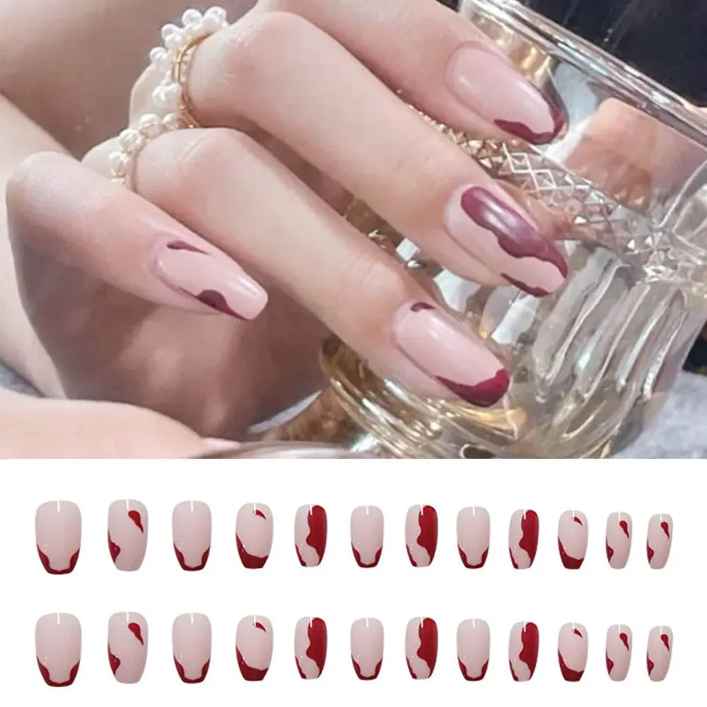 

Women Long Paragraph Artificial Ballet Fake Nail Ballerina False Nails Press On Irregular graffiti