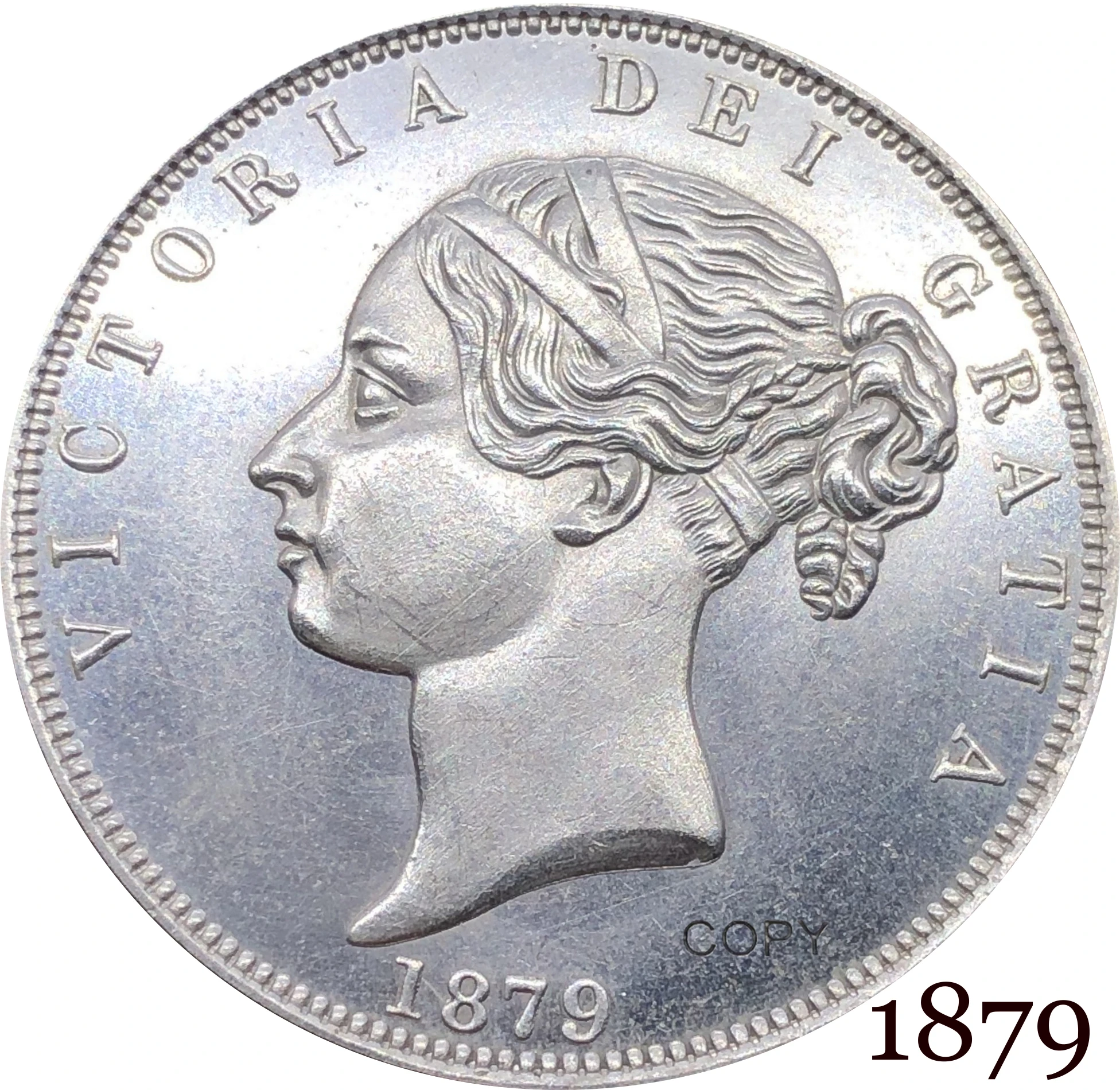 Развязанное Королевство 1879 полукорона копия монеты Великобритания Виктория мельхик Посеребренная молодая голова копия производственные монеты