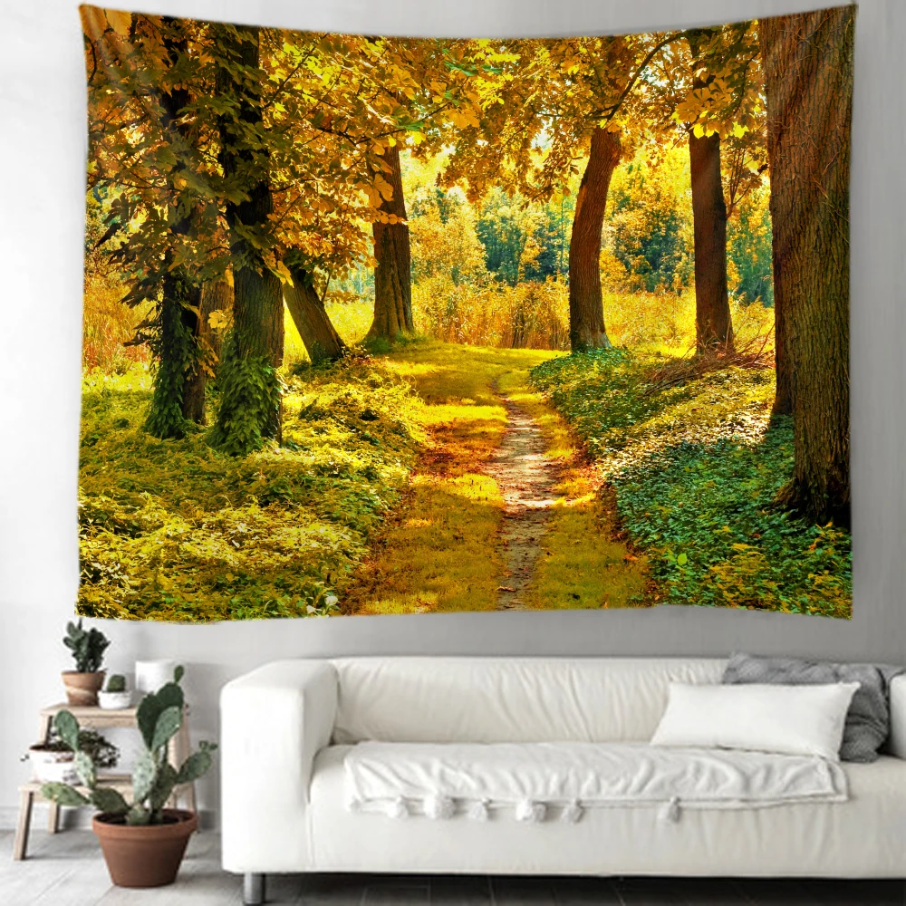 

Lingxia-tree-lined avenue beautiful forest print tapestry soft and easy to print wall decoration hanging cloth