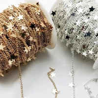 1meter 7mm spaced star chain kc gold silver necklace metal copper chain diy bracelet anklet components for jewelry making
