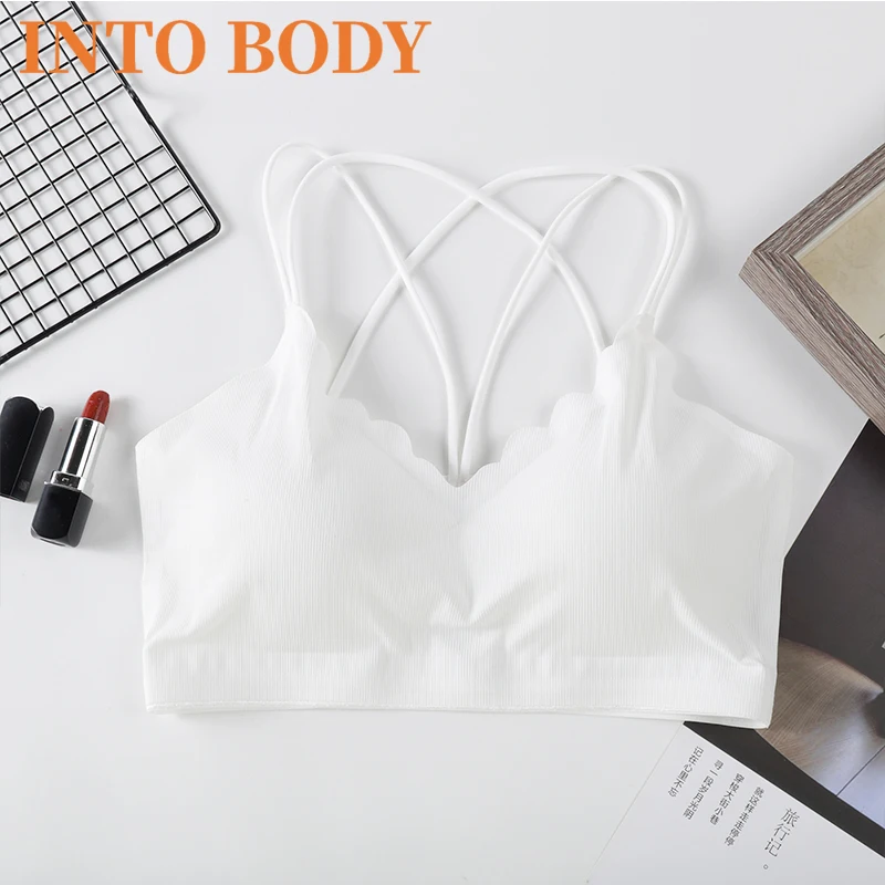 

Женский сексуальный укороченный топ, бесшовное нижнее белье без рукавов, сексуальное нижнее белье, красивый топ на спине, женский топ с подк...