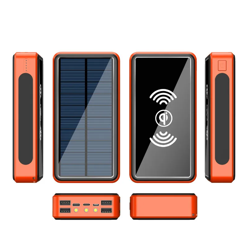 

30000mAh Wireless Solar Power Bank External Battery PoverBank 4USB LED Powerbank Portable Mobile Phone Charger for Xiaomi Iphone
