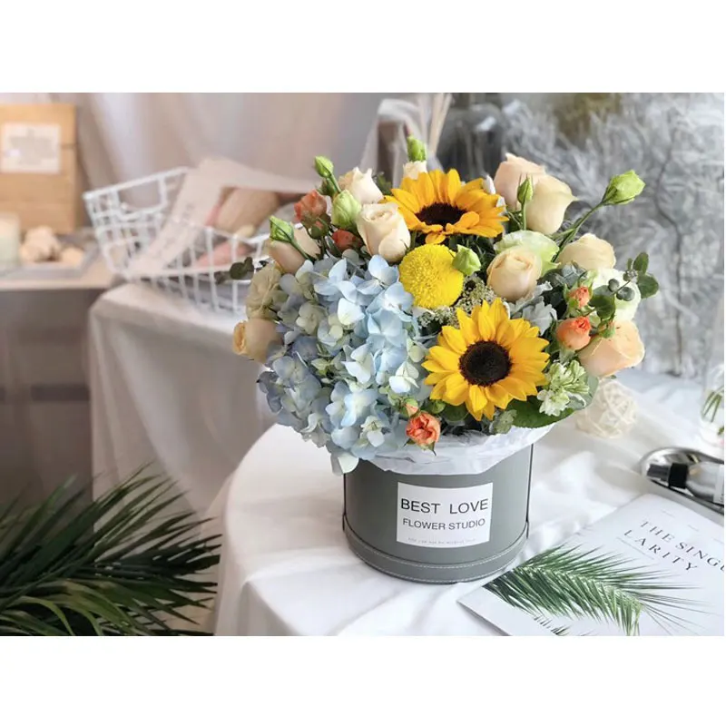 

2020NEW Round flower box rose flower hug bucket flower bucket party birthday gift gift home decoration wedding DIY supply