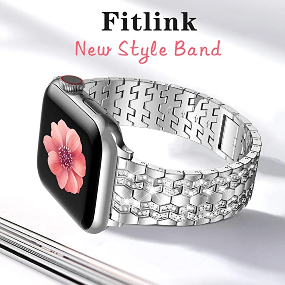 

Bling Bands for for Apple Watch Band 42mm 44mm 38mm 40mm Women iWatch SE Series 6/5/4/3 Dressy Jewelry Stainless Steel Bracelet