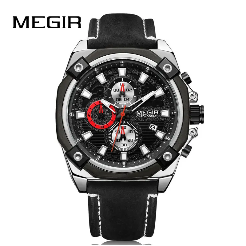 Часы наручные MEGIR мужские с хронографом Брендовые спортивные армейские