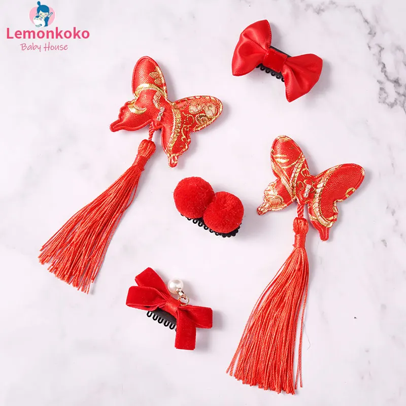 [Lemonkoko] заколка для волос малышей девочек Модный китайский стиль с решеткой