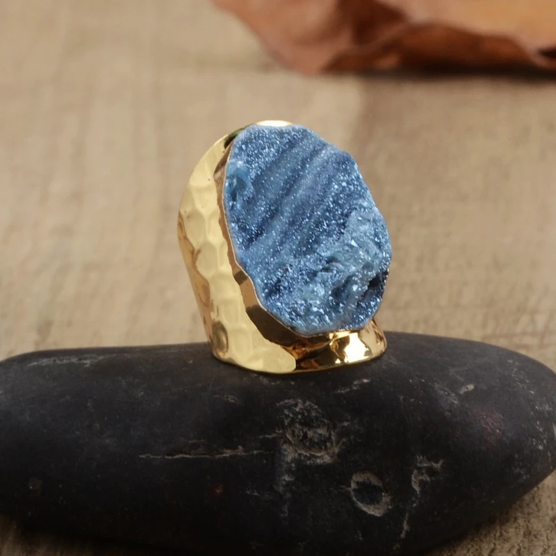 Позолоченные женские кварцевые кольца из натуральной Галактики обручальные