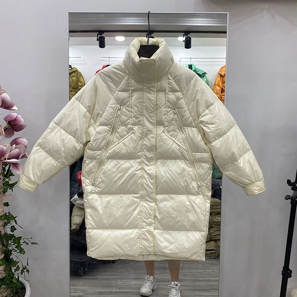

New Winter Ultra Light Down Women 90% White Duck Down Jacket Female Casual Loose Long Coat Thick Down Overcoats Fashion Hot Sale