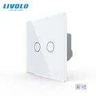 Стеклянный выключатель Livolo стандарта ЕС, 2-позиционный выключатель с дистанционным управлением