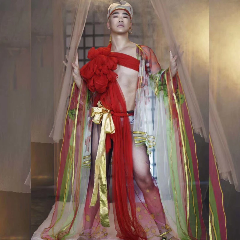 Мужской сексуальный костюм для выступления на сцене ночной клуб DJ мужской певец