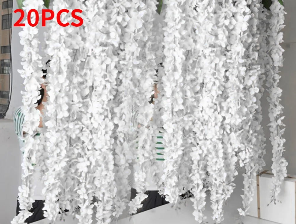 20 шт. Искусственные цветы Глициния Гирлянда из ротанга лоза без зеленых листьев