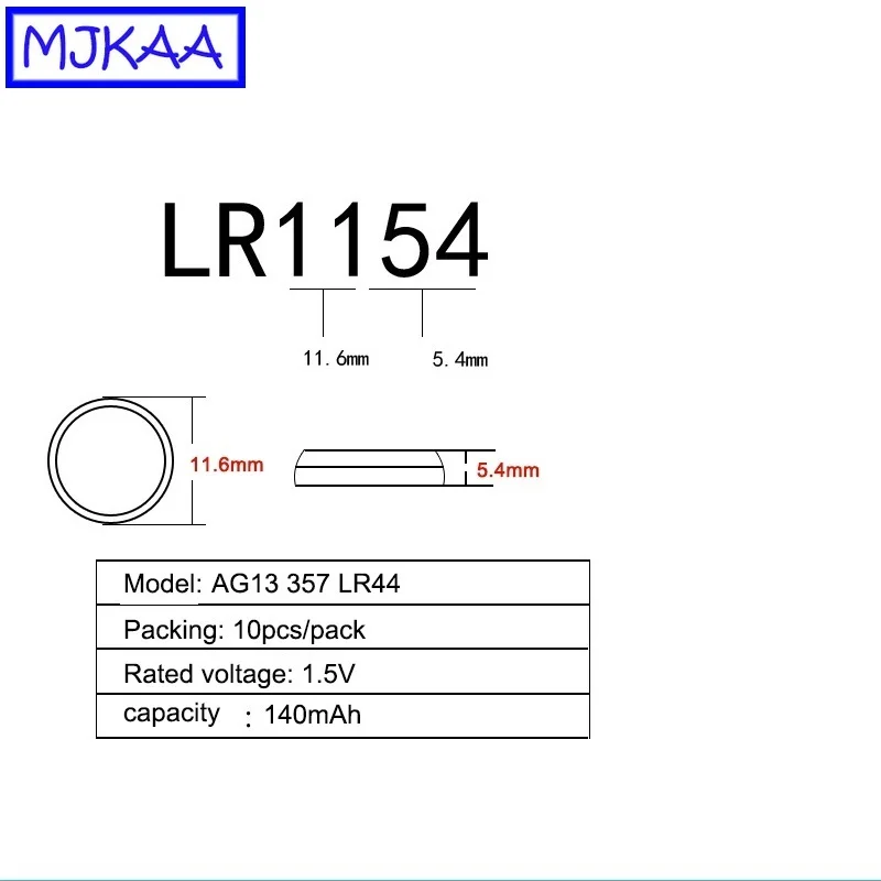 MJKAA 50 шт. AG13 LR44 1 5 В щелочная кнопочная монетная батарея 357A A76 303 SR44SW SP76 L1154 RW82 RW42