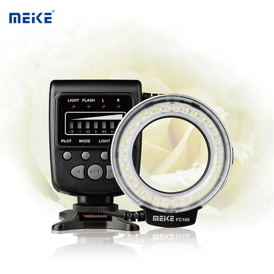 

Meike FC-100 MK FC100 макро Кольцевая вспышка для фотосъемки светодиодная вспышка для камеры Canon Nikon Olympus Pentax DSLR