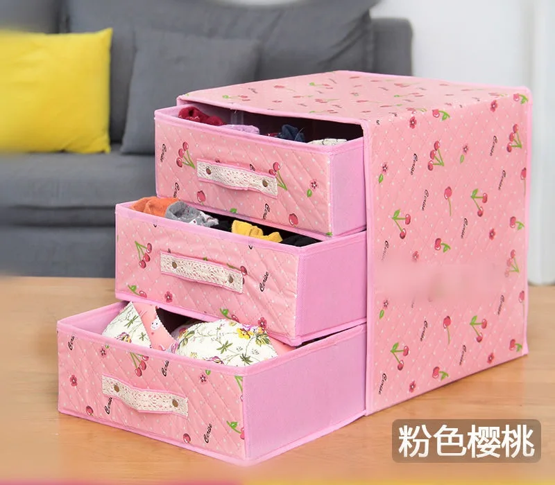 Pink cherry B Нетканые ткани ящики органайзеры для носков бюстгальтеры ящики для хранения нижнего белья стол аксессуары для волос Органайзер Домашний - Цвет: Pink cherry B