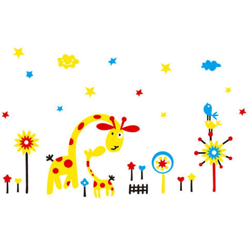 Мультяшные наклейки с жирафом 3D Наклейка на стену зоопарком для детской комнаты