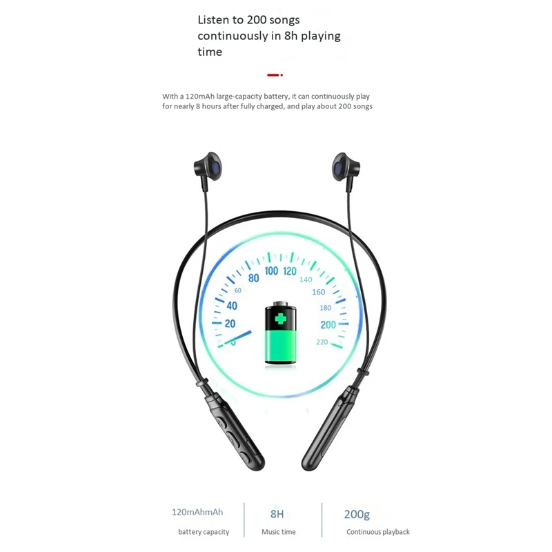 

Bluetooth 5.0 Neck Hanging Bluetooth Headset Sports Neck Hanging Running Binaural in Ear Stereo