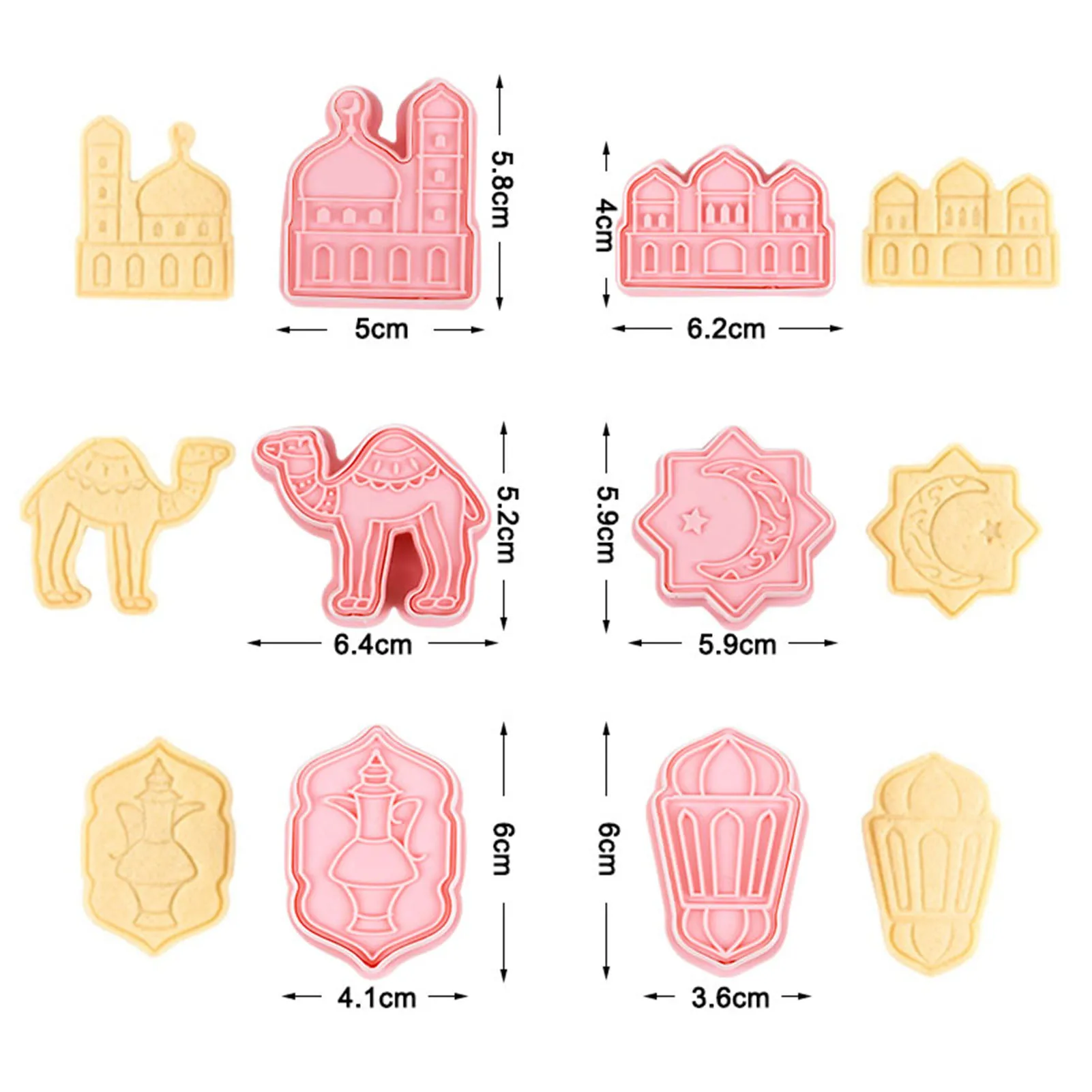 

6Pcs Ramadan Camel Moon Biscuit Mold EID Mubarak Cookie Cutters Mould Kitchen Diy Baking Tool Islam Muslim Home Party Decor