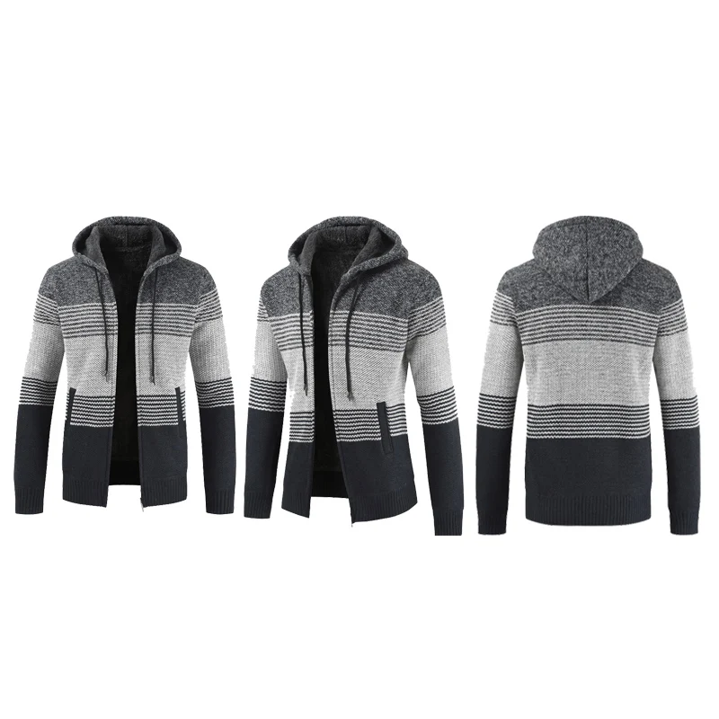 Hemiks, мужская повседневная куртка, зимняя, с капюшоном, Weatshirts, кардиган на молнии, с длинным рукавом, мужские вязаные пальто, куртка на молнии, кардиганы