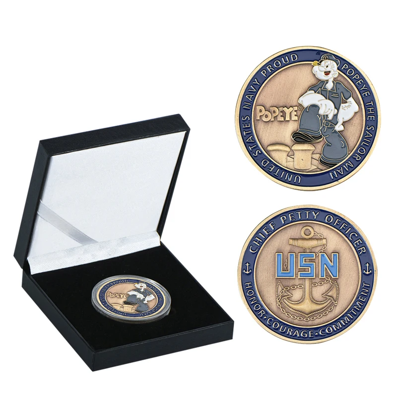 coin with box 8 WR Popeye Посеребренная металлическая копия монет мультяшный персонаж копия монеты коллекционные вещи Россия Подарки на день рождения сувениры - Цвет: coin with box 8