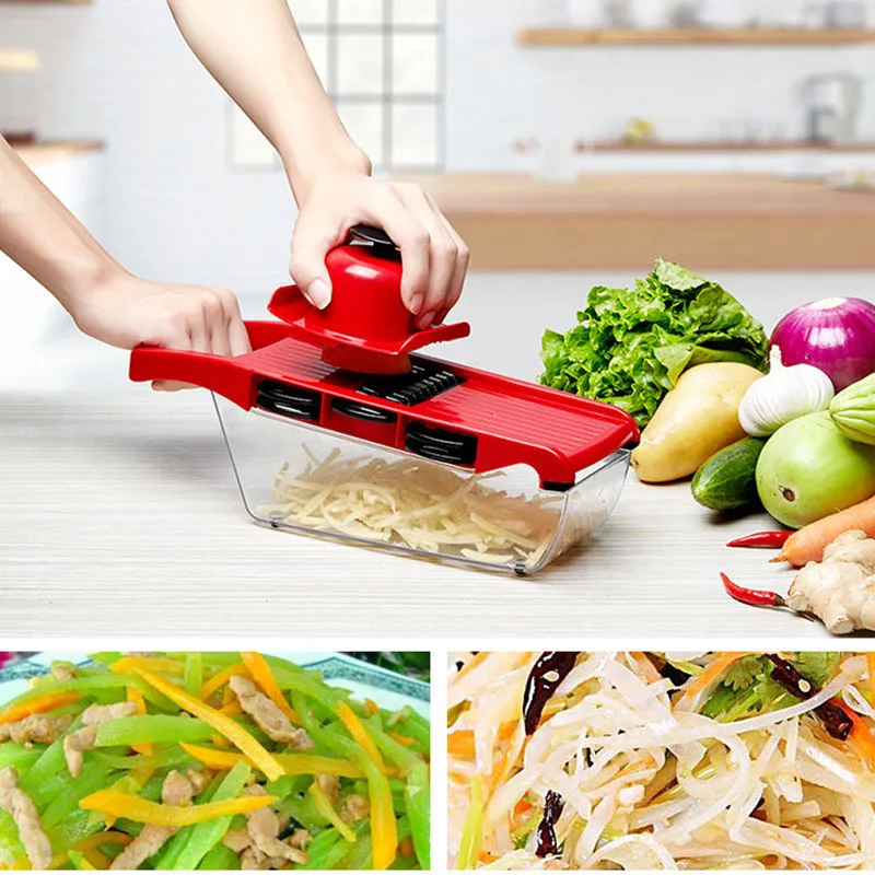 

6 In 1 Vegetable Cutter with Steel Blade Mandoline Slicer Potato Peeler Carrot Cheese Grater vegetable slicer Kitchen Accessory