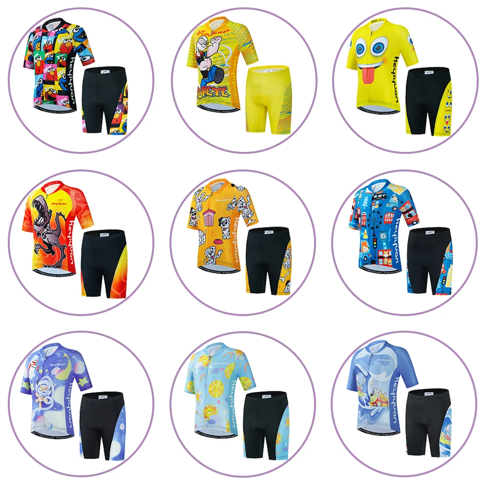 

KEYIYUAN Summer Short Sleeve Child Cycling Jersey Set Kids MTB Bicycle Wear Suit Bike Clothing Abbigliamento Ciclismo