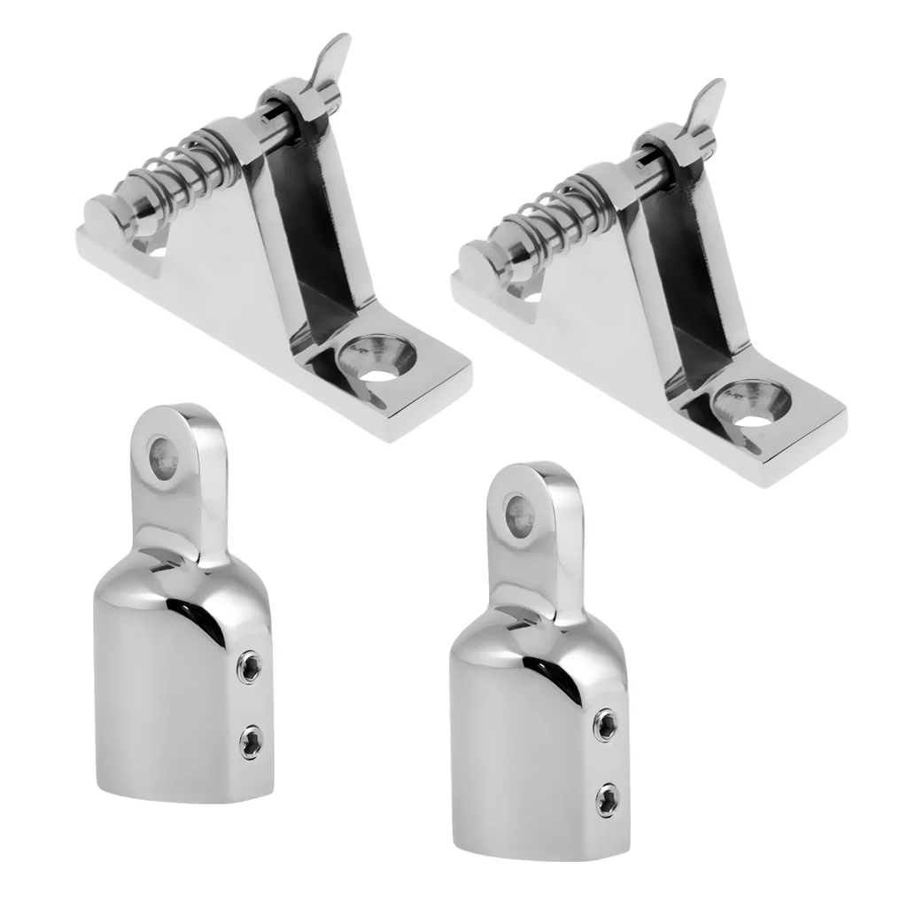 

Pack 2 Marine Boat Deck Hinge Mount with 2Pcs 1'' Eye End Cap Bimini Top Fitting Hardware
